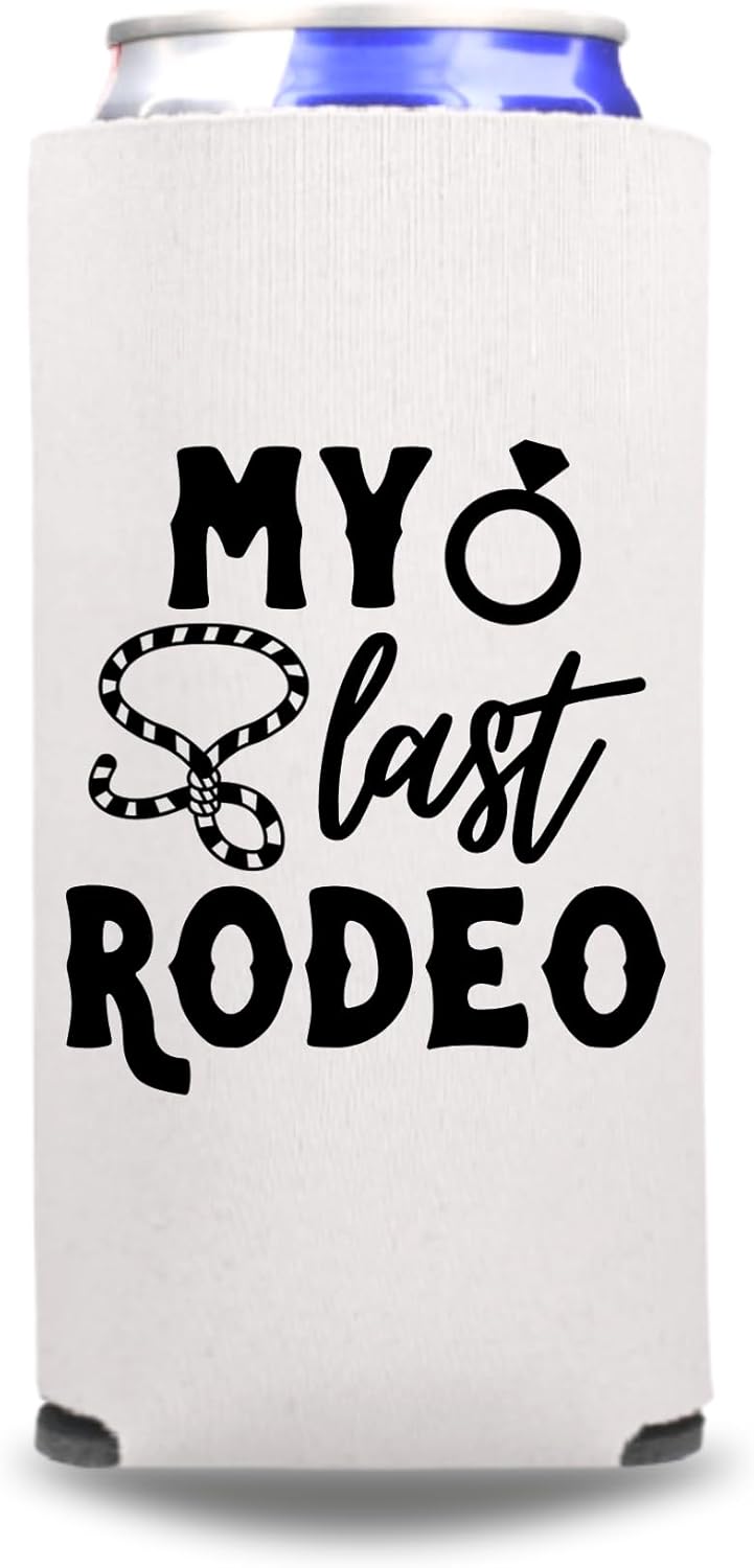 Bachelorette Party Skinny Coolers, My Last Rodeo - Let's Get Rowdy, Engagement Gift, Wedding Coolies, Slim Spiked Seltzer (8Pack - 1White & 7Black)