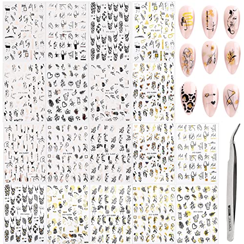 Pegatinas De UñAs,18 Pegatinas De UñAs Autoadhesivas, Oro Rosa, Negro, Dorado, Juego De Pegatinas De UñAs Para Mujeres Y NiñAs, Arte De UñAs Diy, SalóN De UñAs Cover