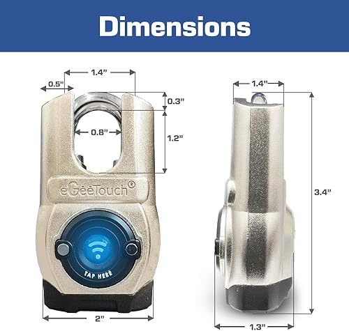 Miniatura 9 de eGeeTouch 5 generación - Candado inteligente para exteriores  (diseño único, anticorte) Bluetooth y NFC sin llave, seguridad resistente a la