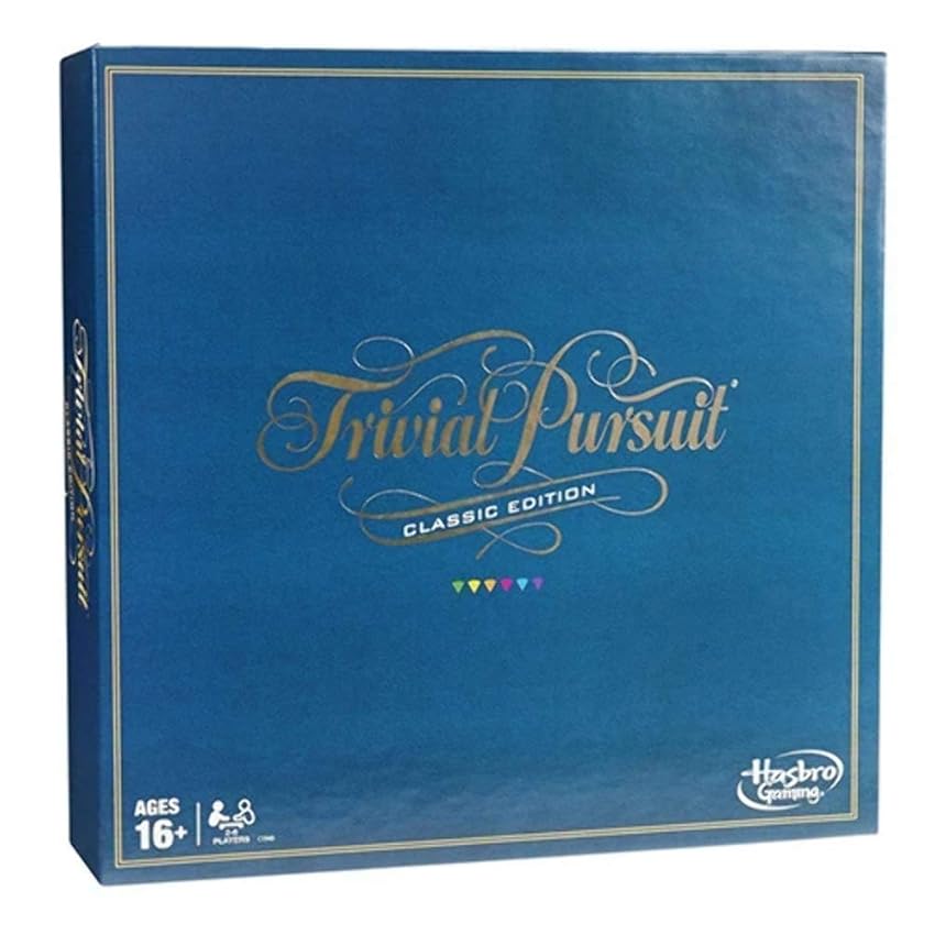 Hasbro Gaming Trivial Pursuit Classico, Gioco da Tavola per Famiglie da 2 a 6 Giocatori con 400 Carte, 1 Dado e 6 Diagrammi, Giochi per le Feste per Ragazzi, Ragazze e Adulti