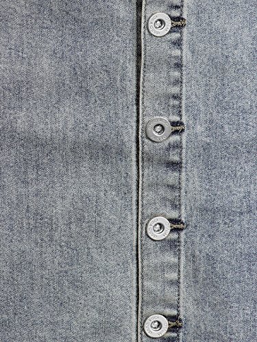 Anna-Kaci Womens Vintage Stretch Denim Jean Button Flare Skirt with Side Pocket4