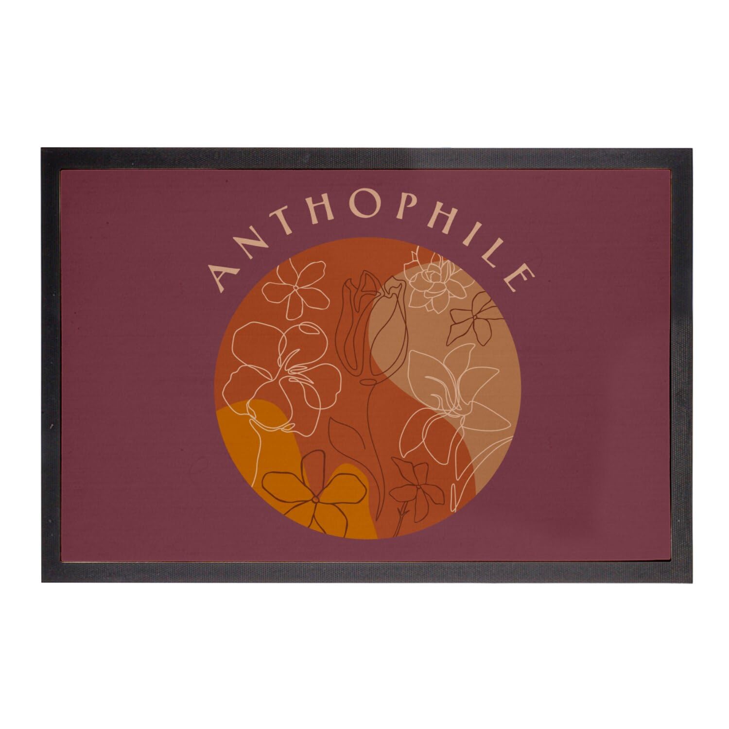Paillasson absorbant rouge motif floral 75x50, le tapis d'entrée résistant et chic