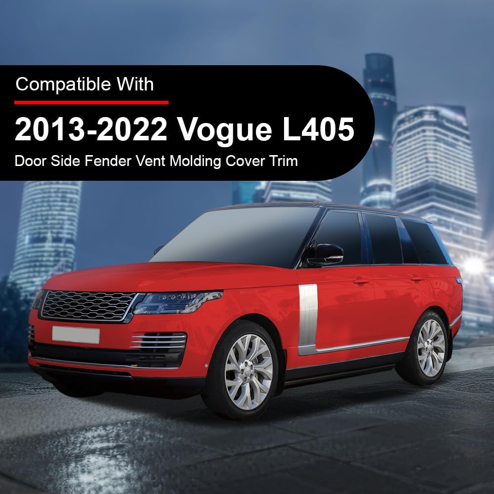 G-PLUS Door Side Fender Vent Molding Cover Trim Compatible with Land Rover Range Rover Vogue L405 2013-2022 Left & Right Side Silver 2PCS