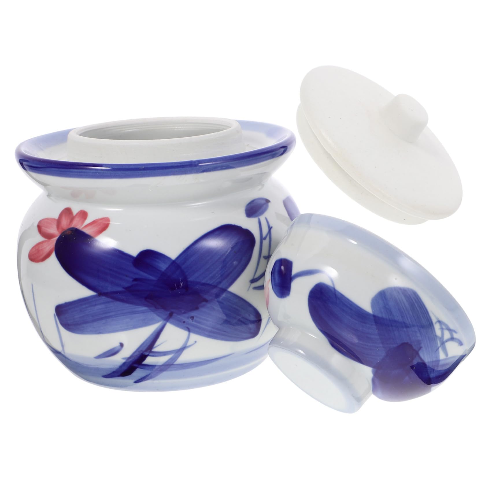 Mikikit Vaso di Fermentazione Tradizionale in Materiale Vetrificato per Sottaceti, Bocca Larga con Coperchio, per Cetrioli e Preparazioni Casalinghe