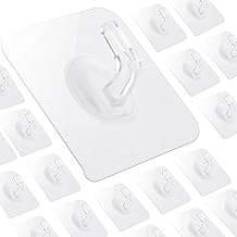 WLLHYF Self-Adhesive Small Wall Hooks Clear Square Strong Shower Pothook Heavy Duty Waterproof for Kitchen Bathroom Office Door Window Hanging Hat Towel Picture (Style A- Fold Corners, 12)