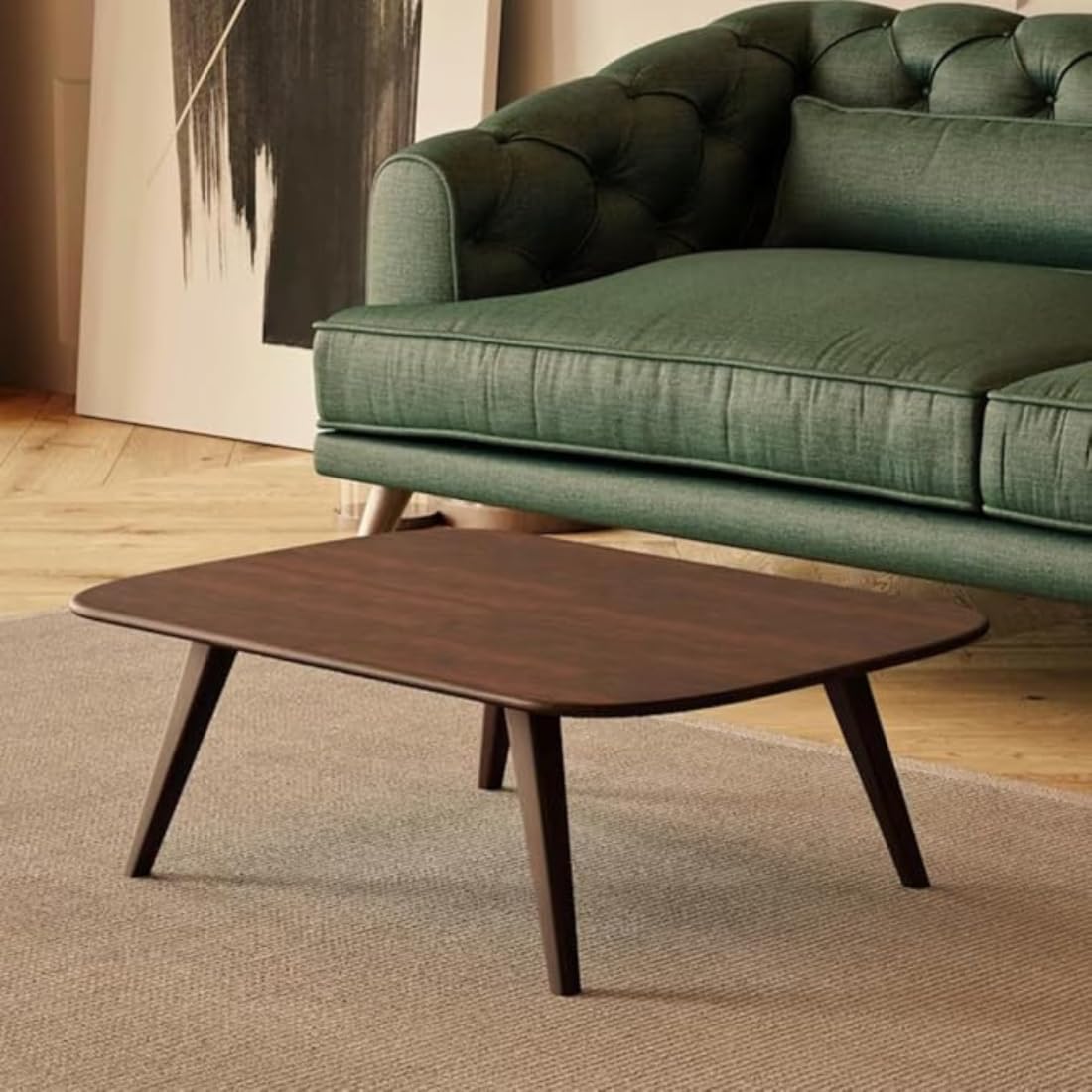 Wooden Expert Solid Big Sheesham Wooden Coffee Tables, Wooden Coffee Table for Living Room Wooden, Wooden Coffee Table for Home Minimalist Walnut Color Modern Rectangle (65x50x40Cm) 3