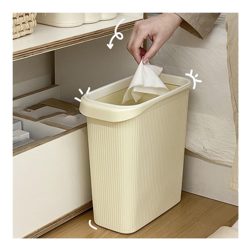 Cestino, Pattumiera igienica senza coperchio color crema for cucina e bagno(Yellow)