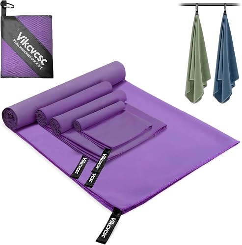 Serviette Microfibre Lot de 4 Serviette Sechage Rapide Vikcvcsc