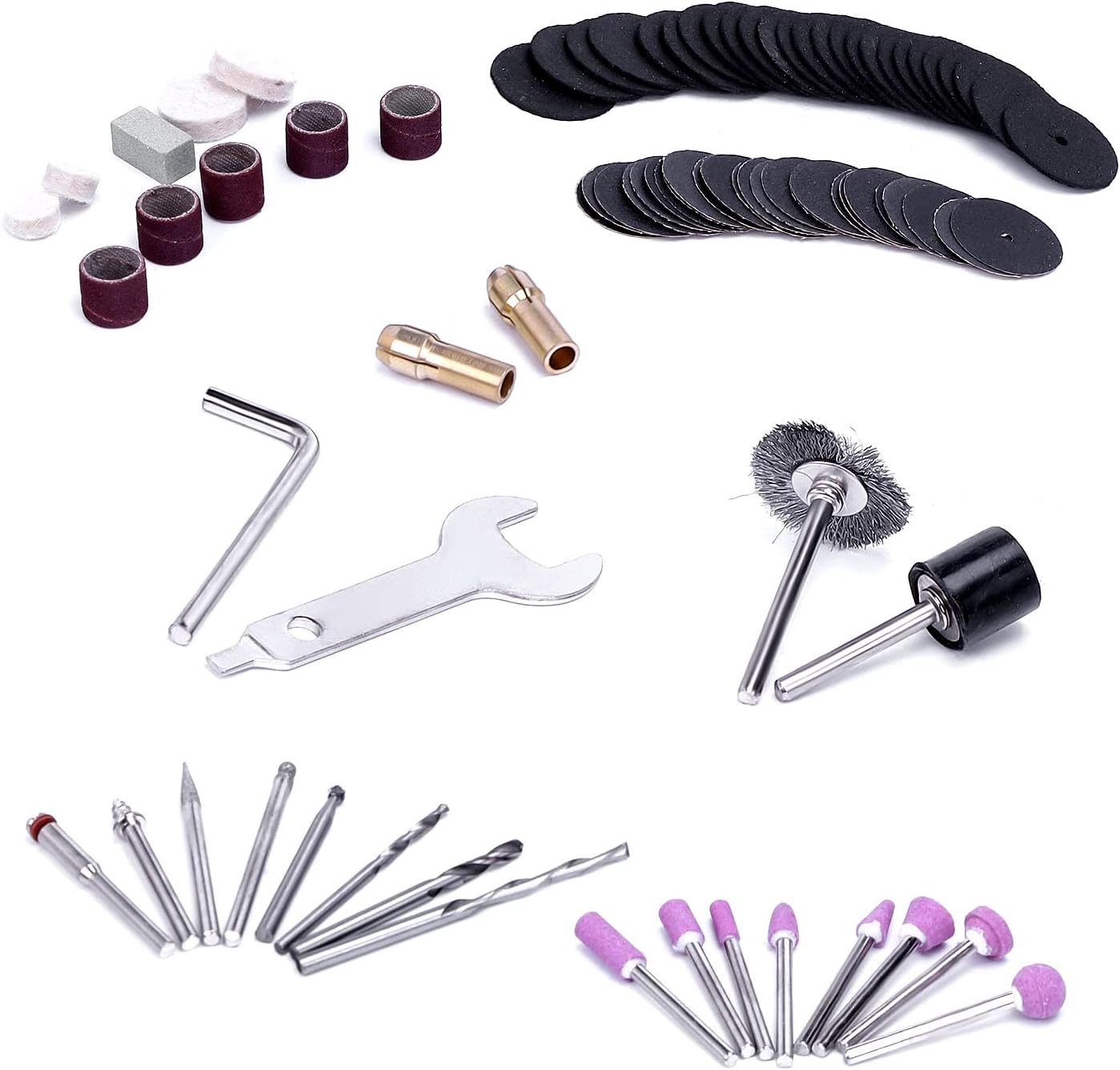 HERZO 145pcs Rotary Tool Accessories Kit for Cutting Grinding Sanding Carving Polishing,Multifunctional Tool Kit with Storage Box,2.3mm&3.2mm Diameter Shank
