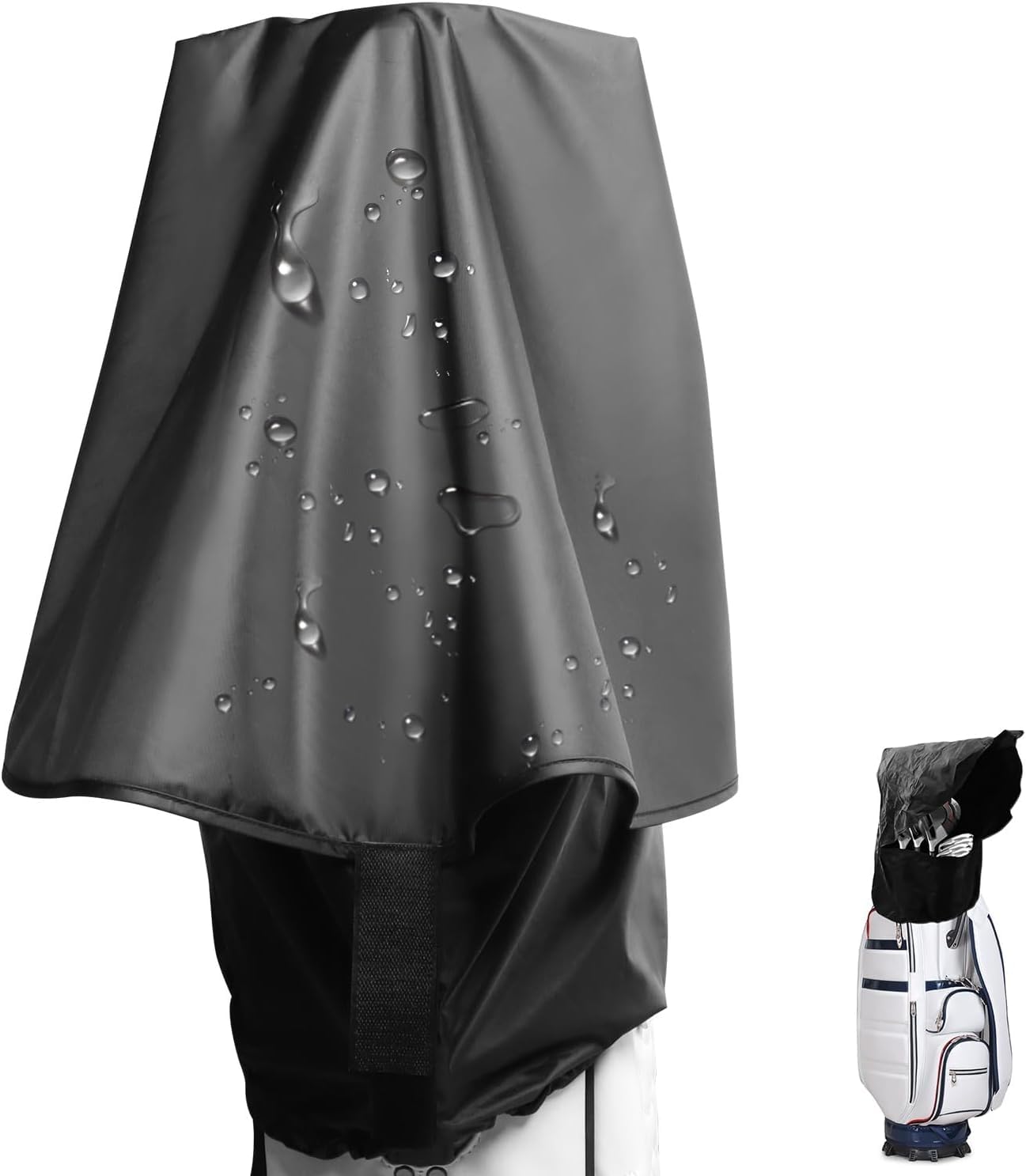 Golf Bag Waterproof Rain Cover Hood Protection Black Pack Durable Lightweight Club Bags Raincoat for Carry Cart/Tourbag Golfer