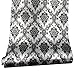 SimpleLife4U Retro Black Damask Contact Paper Self-Adhesive Shelf Liner Light Grey Table Dresser Decor Sticker 17.7 Inch By 9.8 Feet