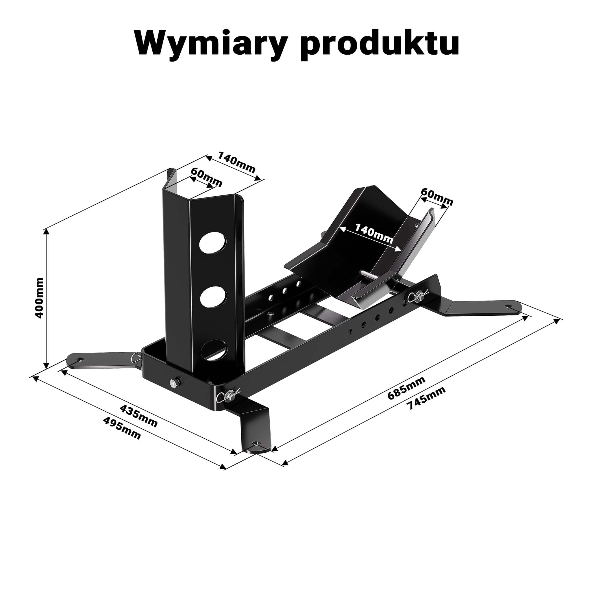 Wiltec Stojak na motocykl do przedniego lub tylnego koła 14-17" czarny do maks. 450 kg, stojak do serwisu motocyklu z otworami mocującymi