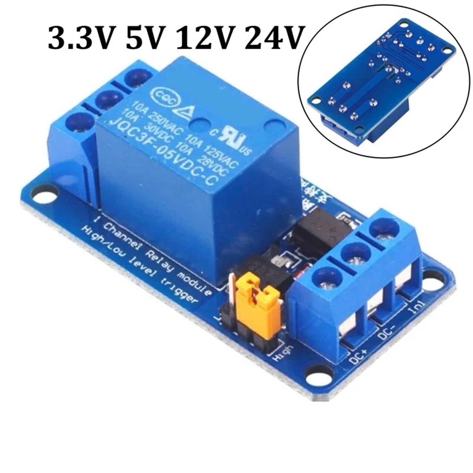 3,3 V 5 V 12 V 24 V 1-Kanal-Relaismodul High- und Low-Level-Trigger Dual-Optokoppler-Isolationsrelaismodulplatine(24V)
