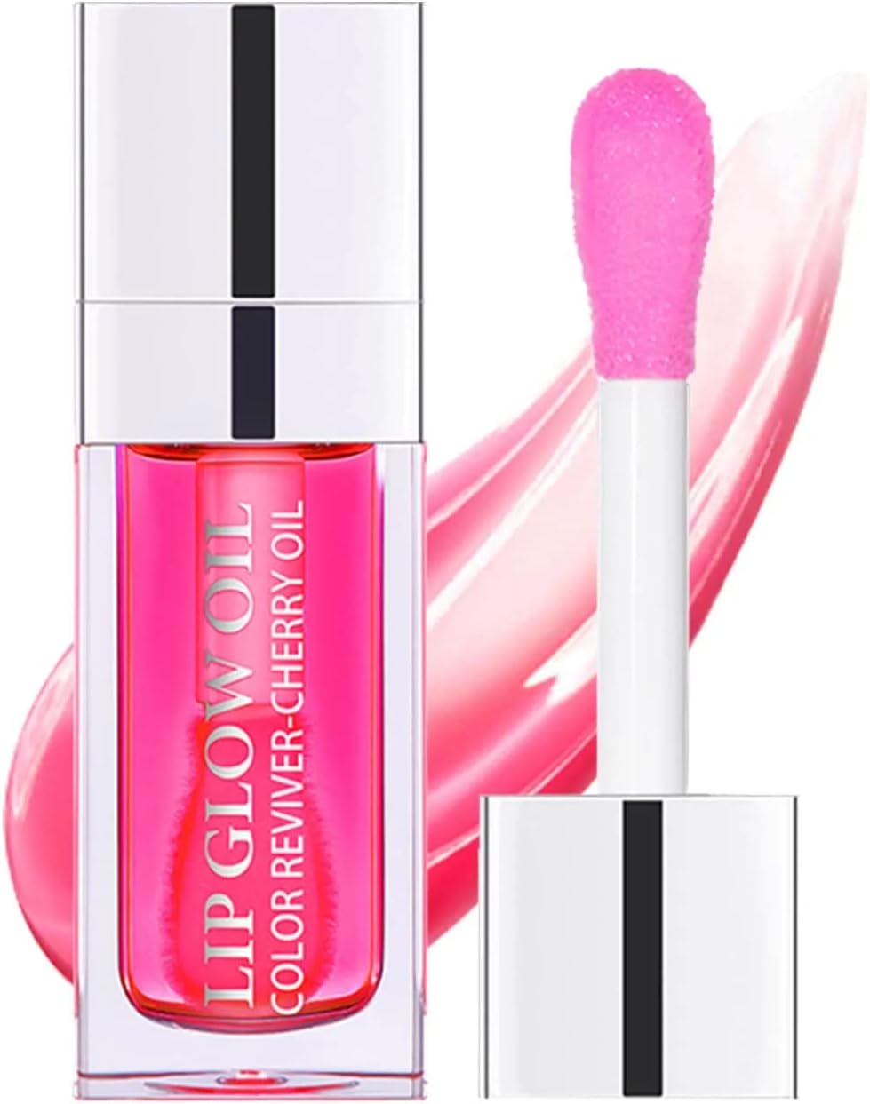 HJuyYuah Hydrating Lip Glow Oil Plumping Lip Tint Transparent Lip Care Oil Non-sticky Big Brush Head Glitter Shine Primer Lip Tint 6ML (#03)
