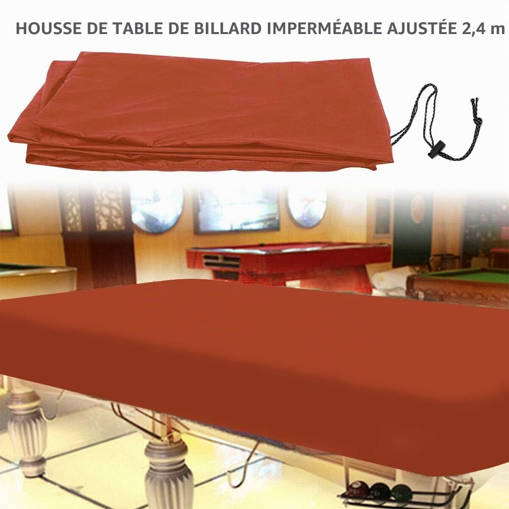 TGUS Bâche de protection pour table billard, billard avec cordon serrage, housse imperméable en tissu Oxford (noir, taille : 245 x 140 20 cm)