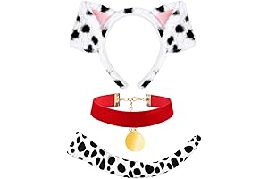 Dalmatians Costume Set with Dog Ear Headband, Velvet Choker and Tail for Party Dress Up