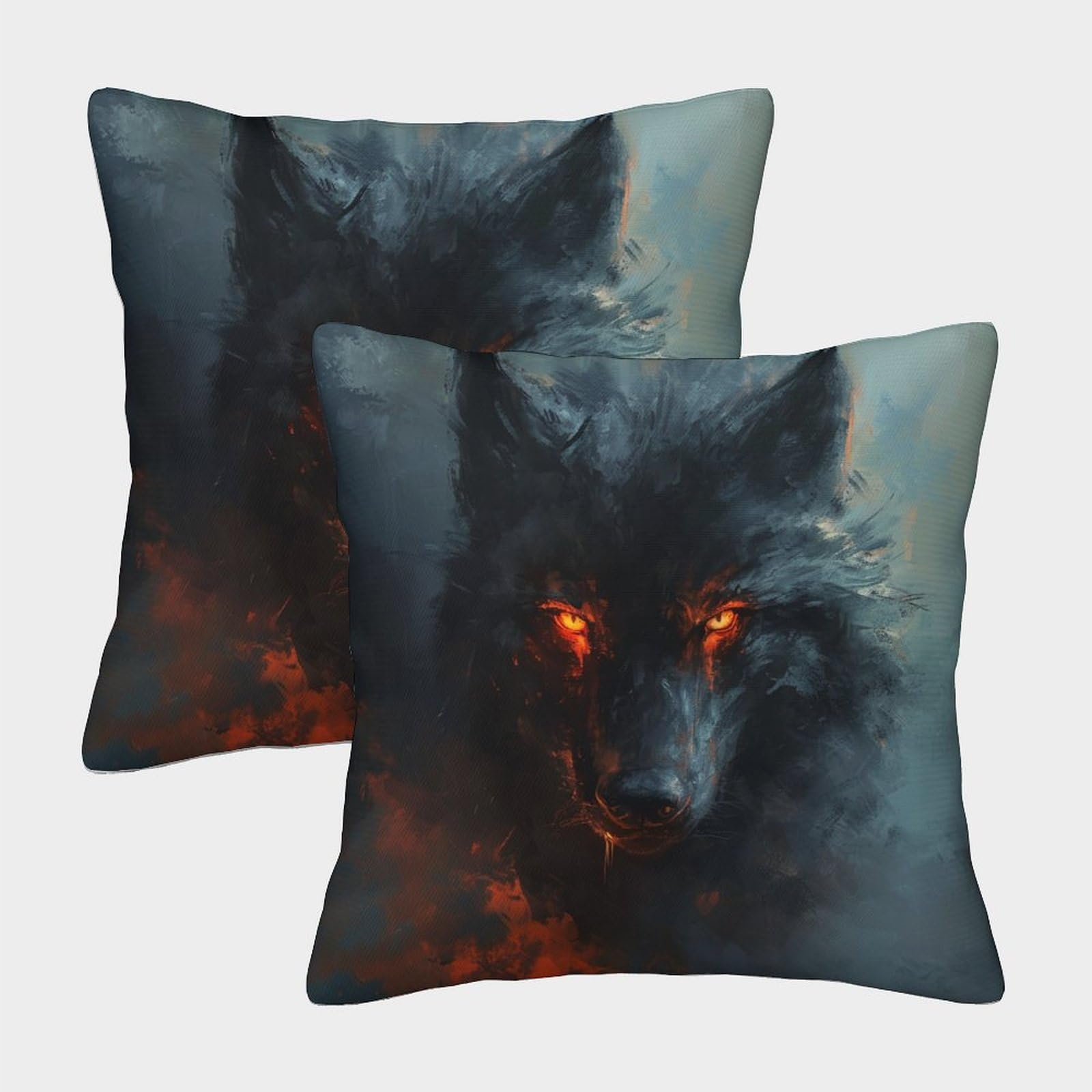 HLXZMCVBT Wolf Short Plush Pillow Cover Pillow Cover Square Decorative Set of 2 for 45x45cm