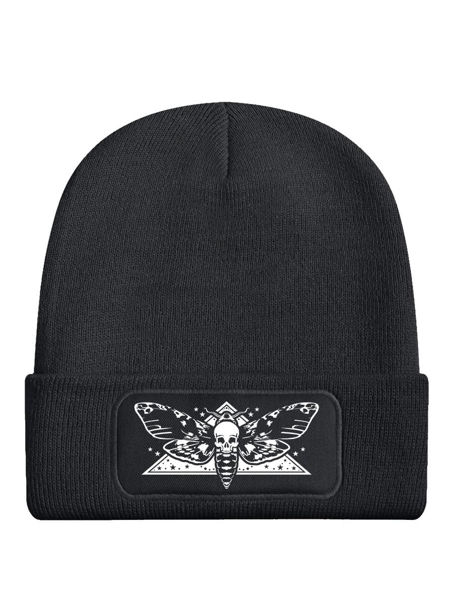 Grindstore Unisex Grey Death Head Moth Graphite Beanie Hat