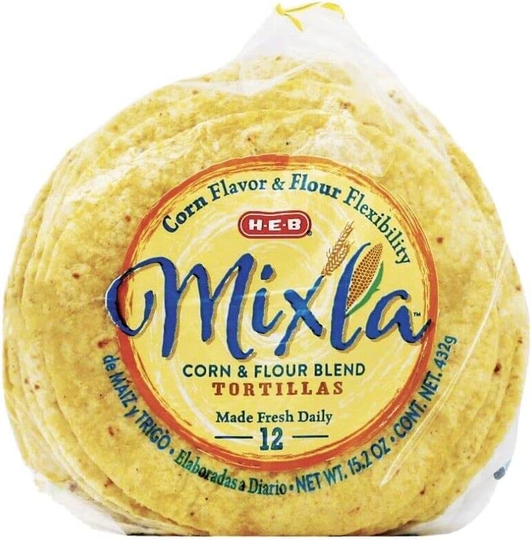 Mixla Corn & Flour Blend Tortillas 12 Count Bag (Pack of 6)