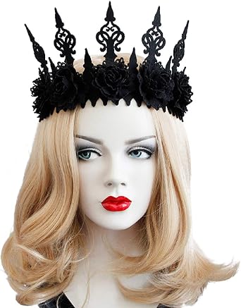 LSHDXD Dark Gothic Wind Black Crown Hair Band Halloween Headband Headdress for Witcher Makeup Perfect Hair Accessories for Ball Party Masquerade and Cosplay.
