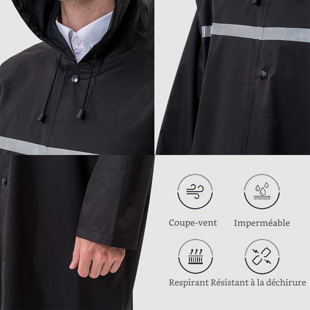 Pahajim Poncho de Pluie Réutilisable Vêtements Imperméables,Long Veste Imperméable Respirants Cape de Pluie pour Femme Homme