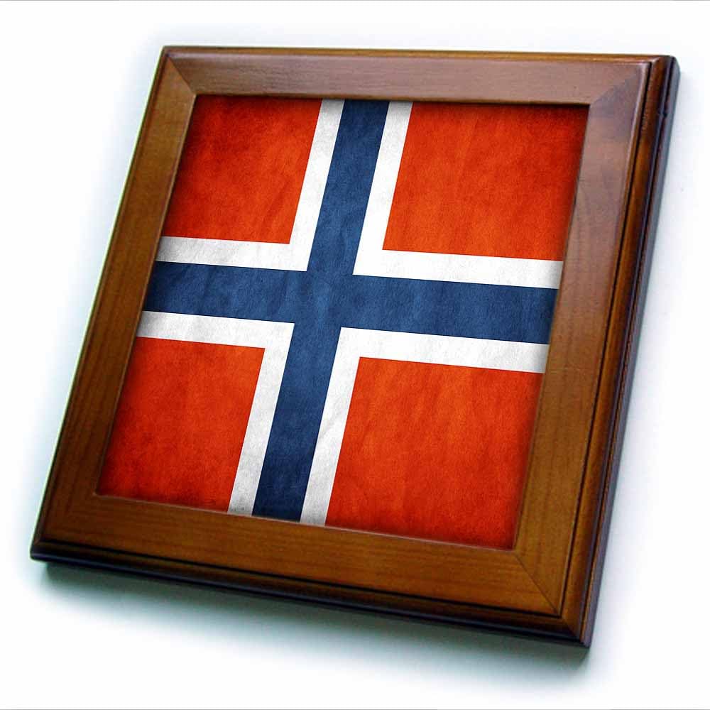 3dRose ft_28275_1 Norway Flag-Framed Tile, 8 by 8-Inch