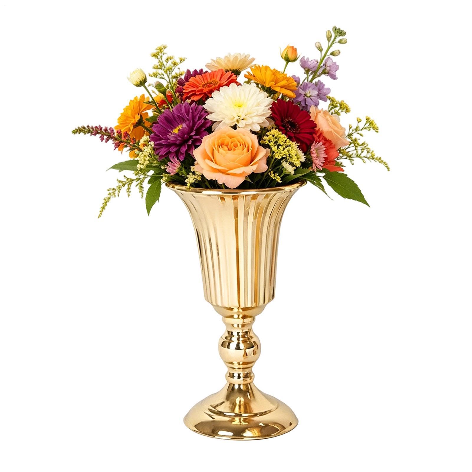 Vase en forme de trompette doré, cadeau chic pour décoration de mariage et anniversaire
