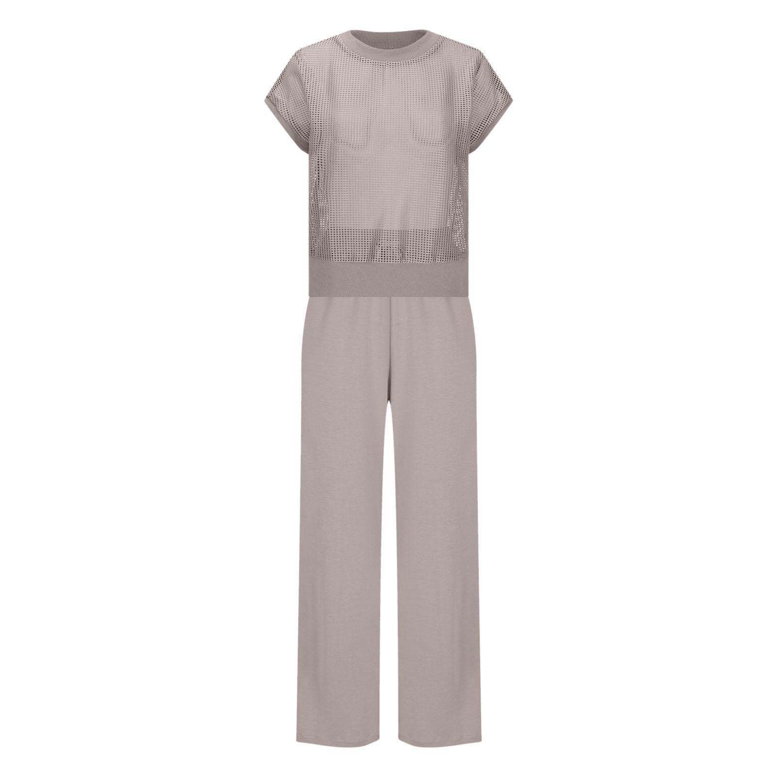 Chándal holgado para mujer, tallas grandes, de dos piezas, elegante, para verano, largo, chándal, yoga, tiempo libre, con pantalones, ropa para el hogar, traje de deporte, ropa de salón, ropa de ocio
