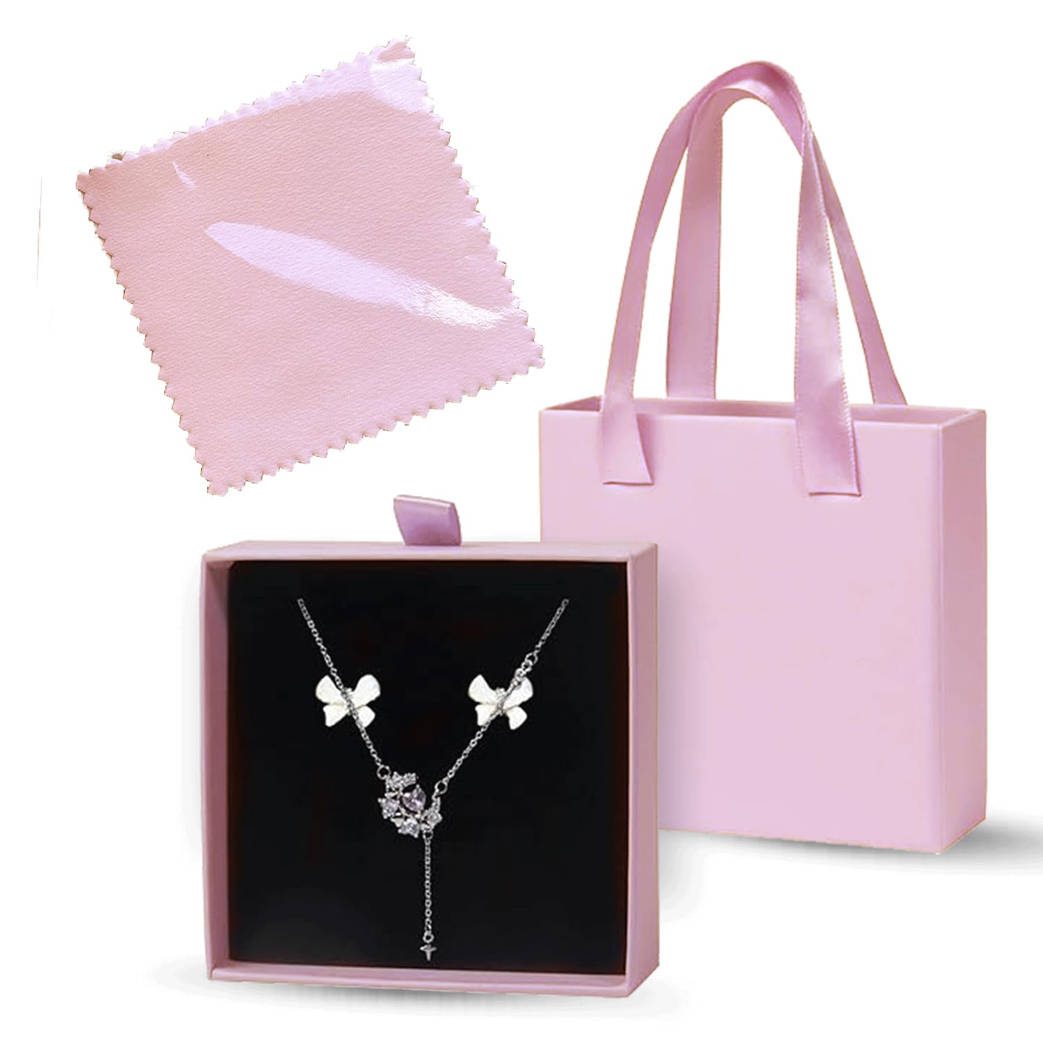BAGGATA Jewelry Gift Boxes with Polishing and Cleaning Cloth, for Necklace, Earring, Ring, Bracelet, Jewelry Luxury Packaging Box with Handles,