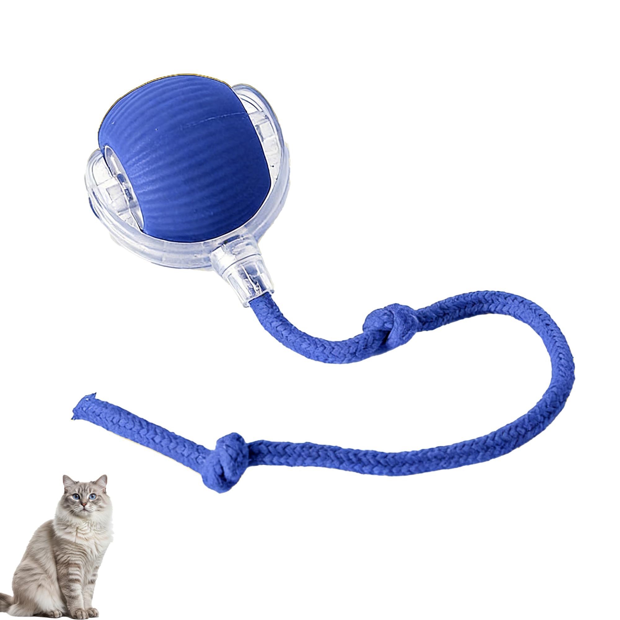 Interactive Automatic Ball Toy,360 Smart Automatic Rolling Pet Ball for Cats, Engaging Automated Cat Chaser (1, Blue)