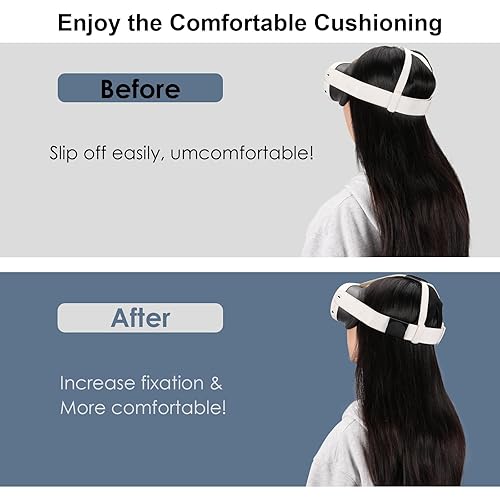 Vista 7 de CBDYWVR Head Strap Pad for Oculus Quest 3 Headset,PU Headband Replacement for Enhanced Support,Comfort VR Accessories (Black)