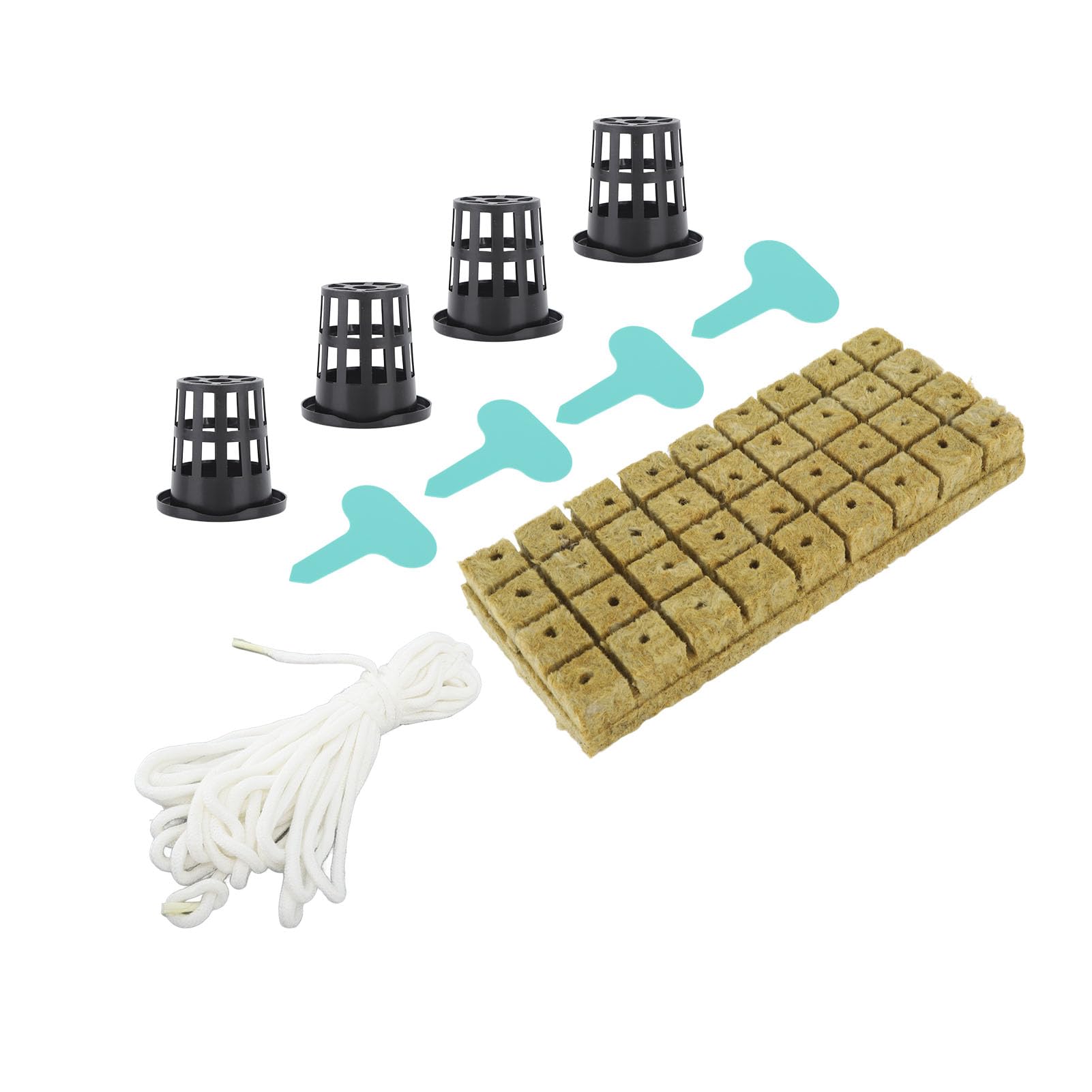 Haofy Juego de 72 Cubos de Lana de Roca de 1 Pulgada con Macetas de Red de 2 Pulgadas para Sistema de Cultivo Hidropónico Buena Absorción de Agua Kit de Taza de Red de Malla