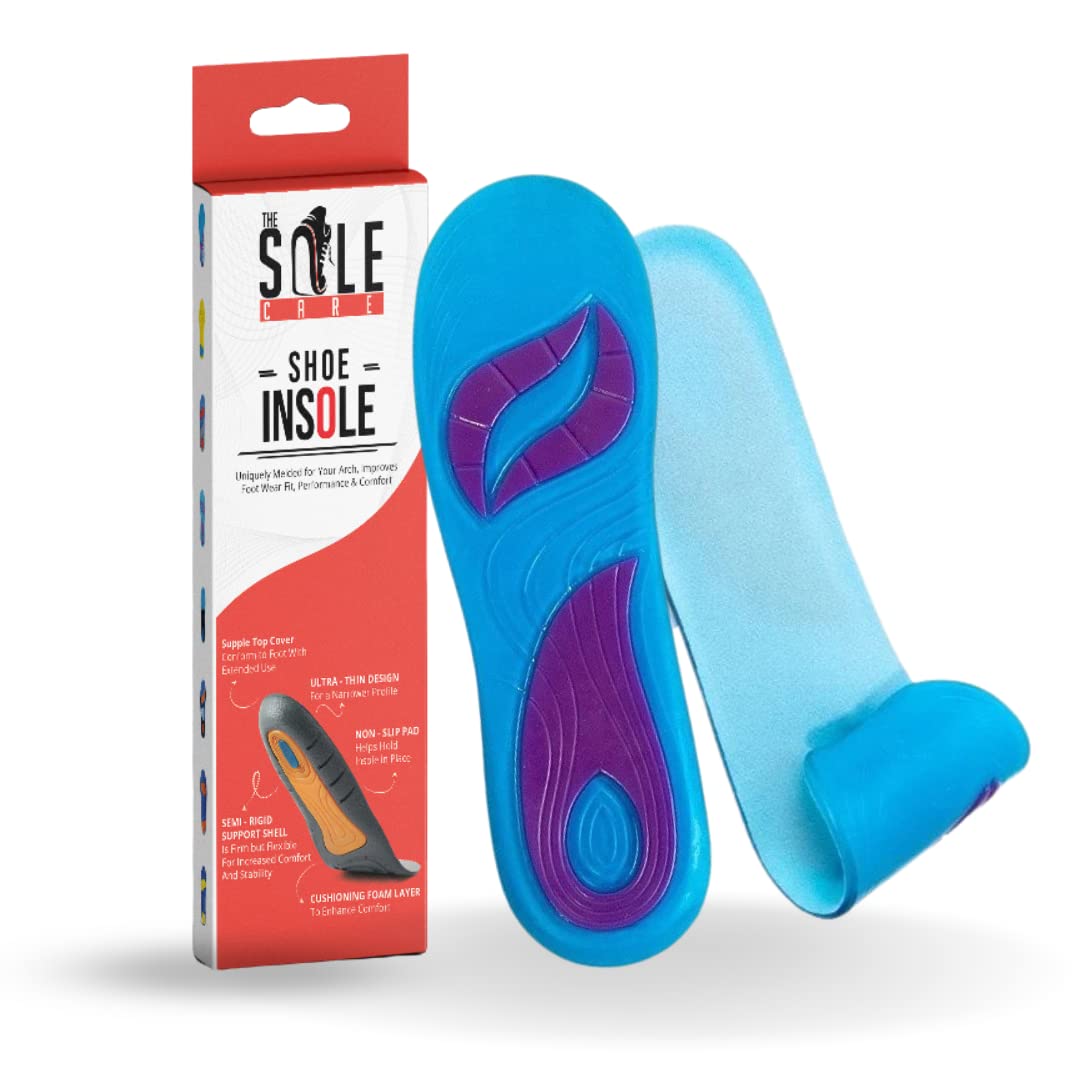 The Sole Care Orthotic Gel Shoe Insoles For Men & Women|Gel Inserts For Daily Use|Provides Excellent Shock Absorption and Heel Cushioning(Size 7 to 12)-1 Pair