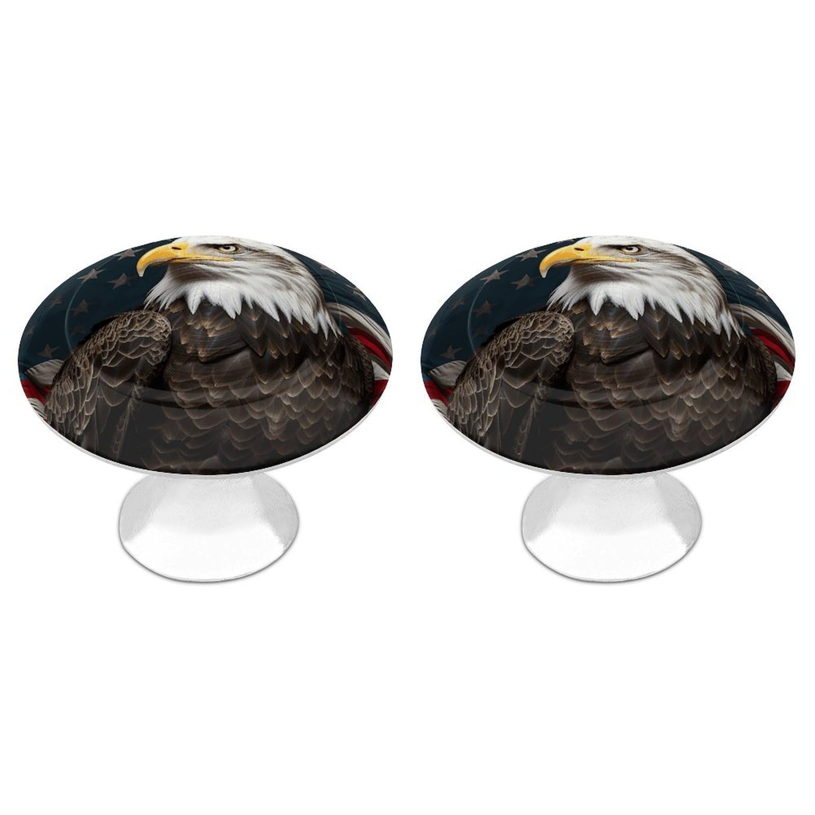 Vstadank Style American Bald Eagle Sitting On Flag Ribbon Cabinet Knobs Round Wardrobe Pulls Simple Drawer Handles With Screw Aluminum Alloy Closet Door Pull Modern Cabinet Hardware For Dresser Drawers 2 Pack