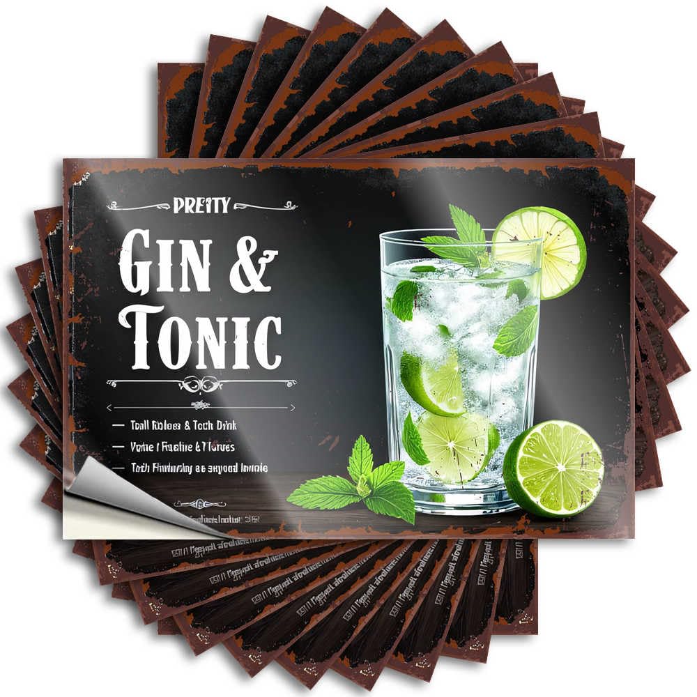 Pretty Gin & Tonic: A Refreshing Cocktail Recipe Love Outdoor Porch Decor - Saying Tumbler Removable Vinyl Decal(8X12CM)