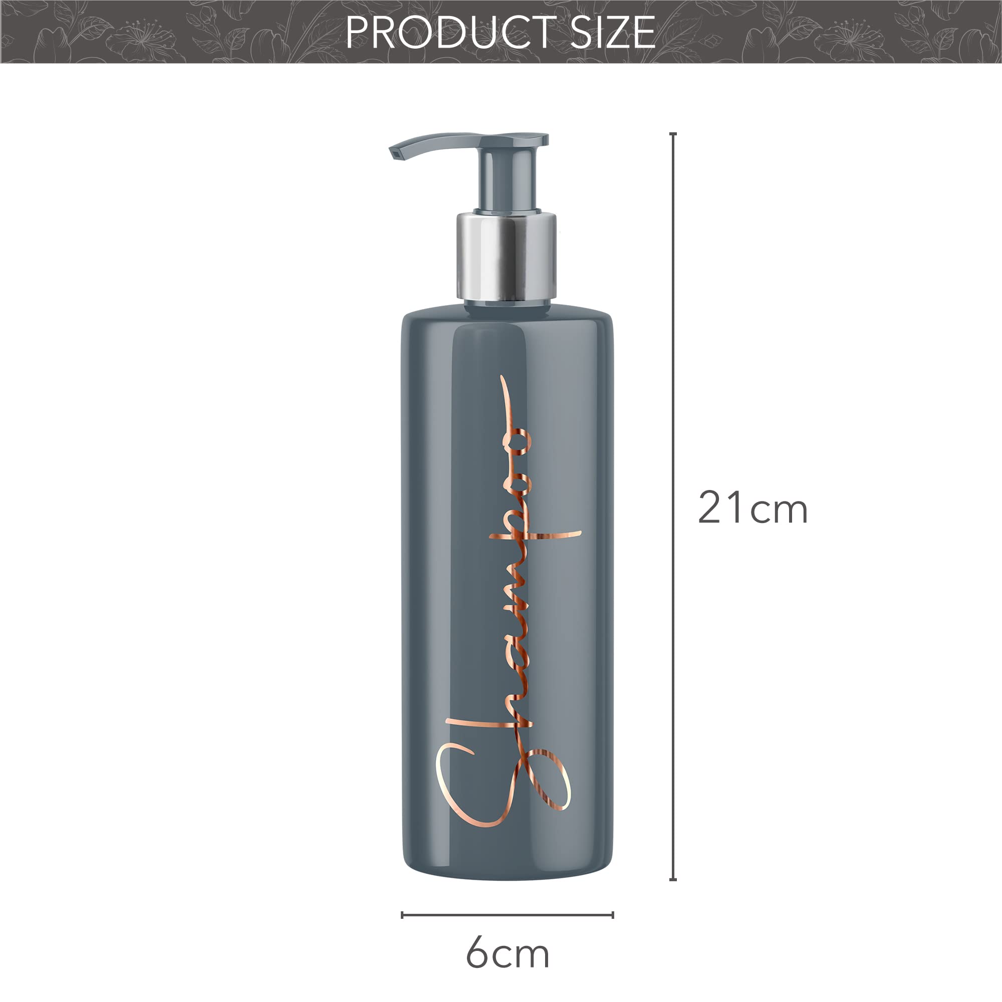 Print Maniacs Grey Mrs Hinch Inspired Personalised 500ml Pump Bottles Bathroom Lotion Kitchen Set Shampoo Conditioner Body Wash F2 (Copper - Image 2