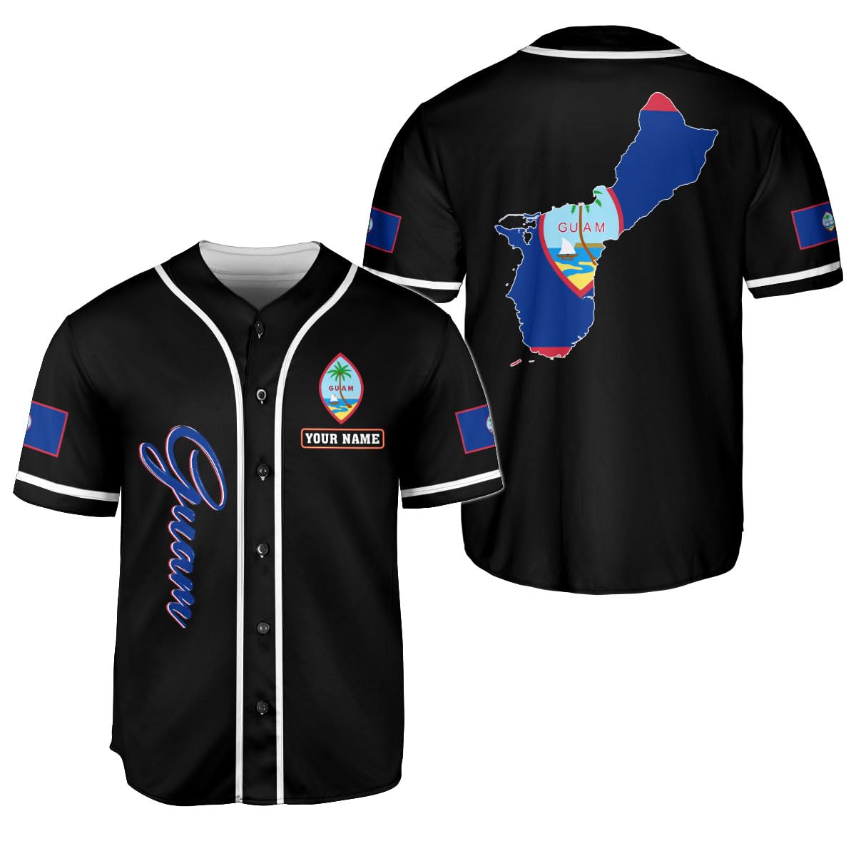 Parvii Personalized Guam Baseball Jersey Shirt, Guam Jersey, Guahan Flag Jersey, Guam Islander Pride Jersey for Men & Women (Guam 4)