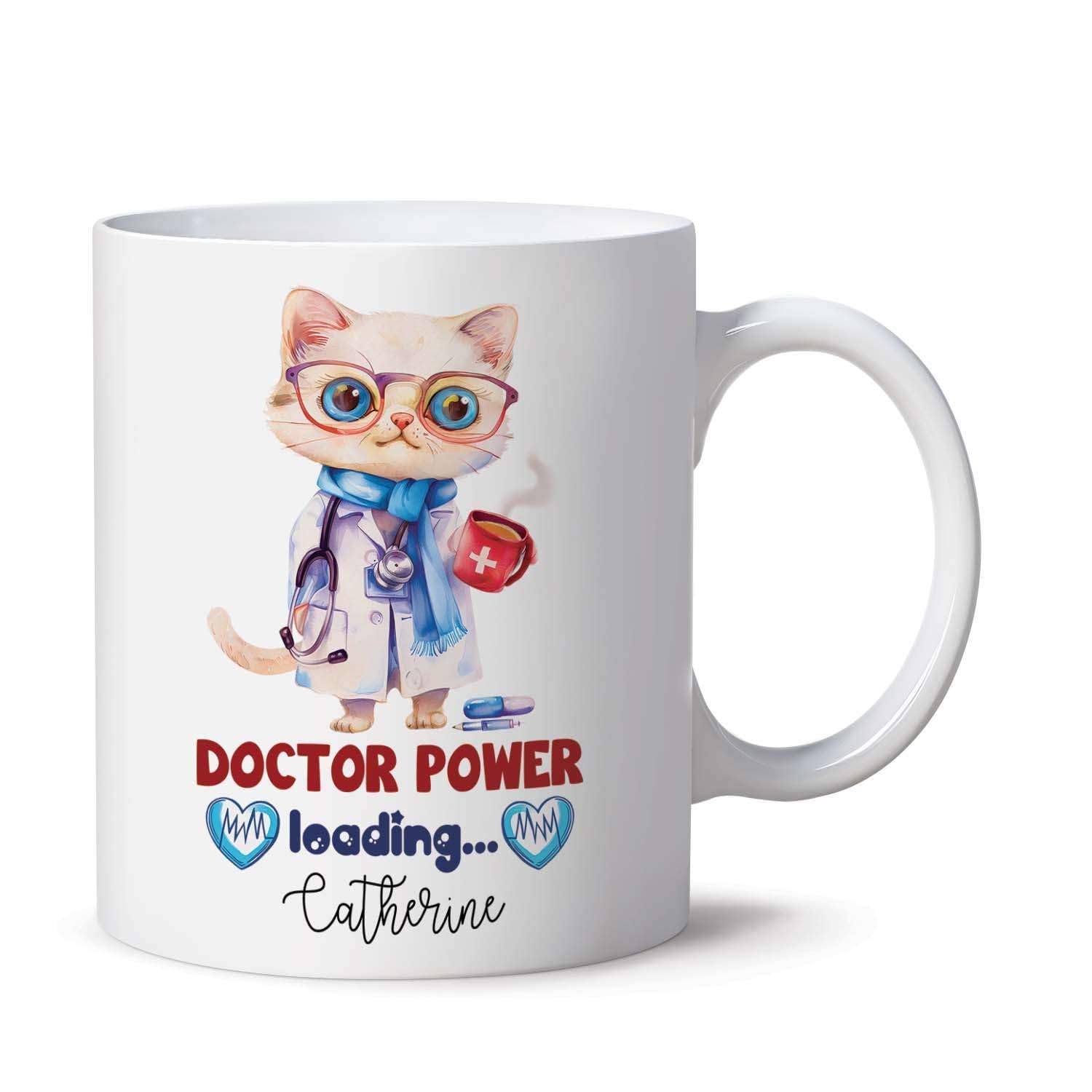 Personalized Doctor Keepsake Mugs With Cat, New Doctor Coffee Mugs, Customized Choose Name Appreciation Doctor Mugs Present, Medical Student Tea Cups,