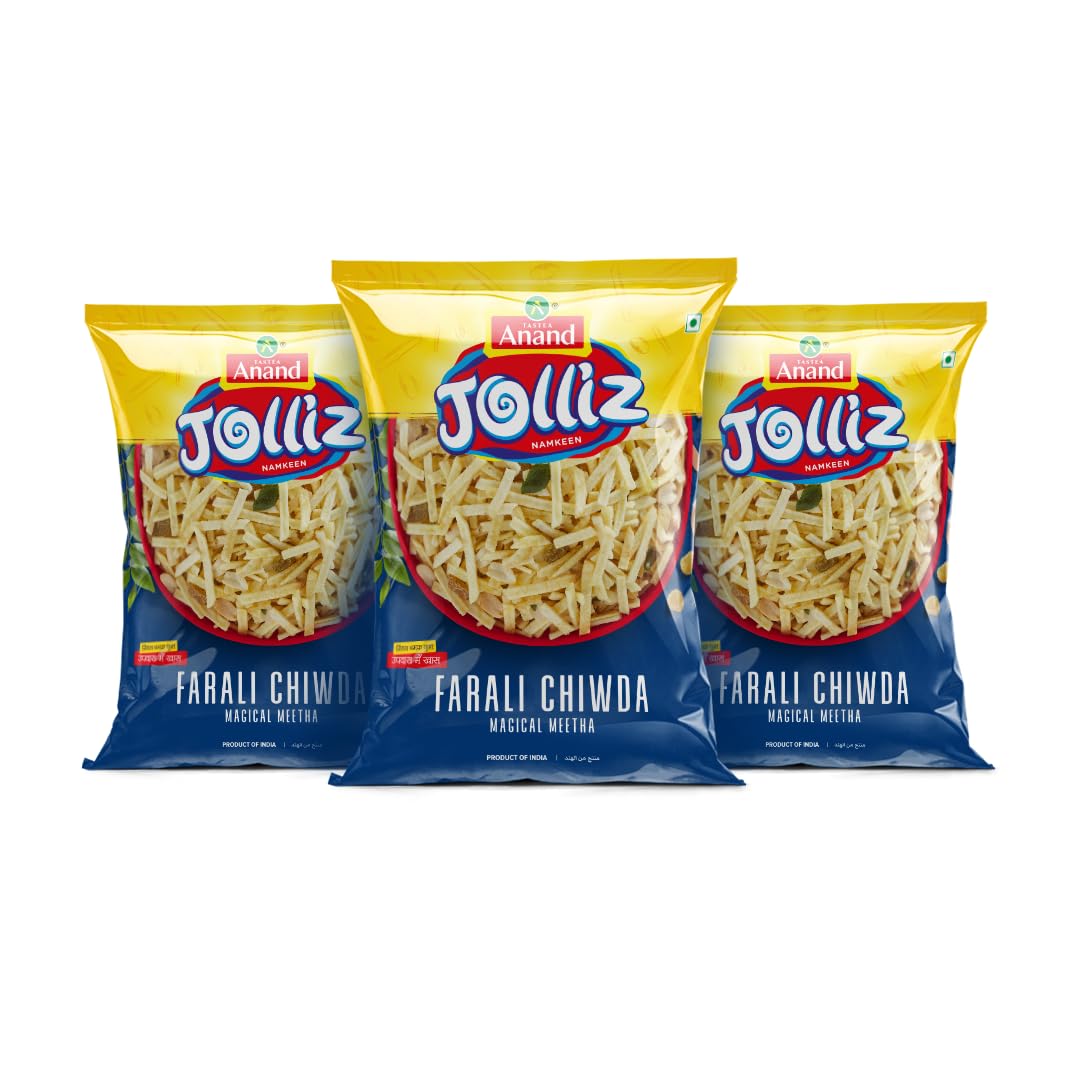 TASTEA Anand Jolliz namkeen FARALI CHIWDA MITHA | Indian Snacks | Chai Time Namkeen | For Fasting | 200 gm each | Pack of 2