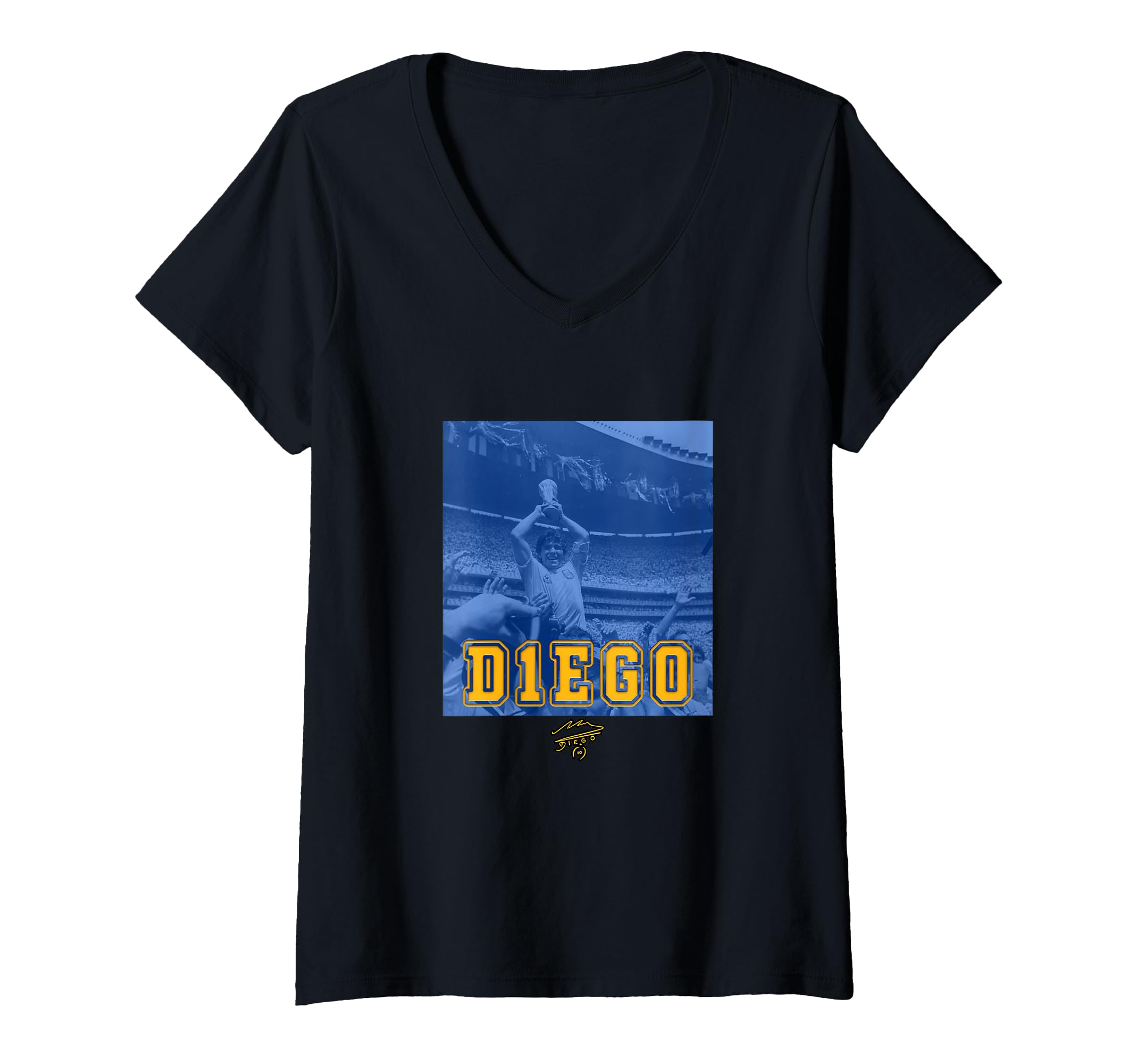 Womens Maradona Diego World Cup V-Neck T-Shirt