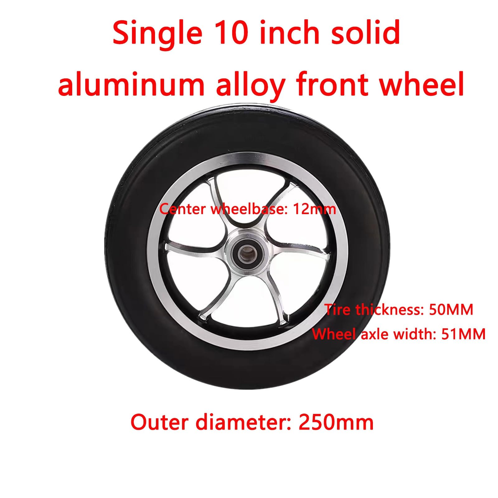 Akcesoria do wózków elektrycznych: koła przednie pełne, koła nadmuchiwane 10 cali, koła ze stopu aluminium 10 cali.(Size:10 inch solid)