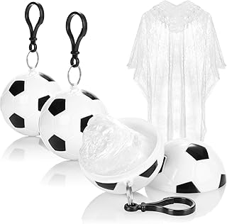 com-four® 3X Regenponcho in Fußballkugel - Einweg-Notfallponcho für EM, Konzert, Stadion, Wandern, Camping in praktischer ...