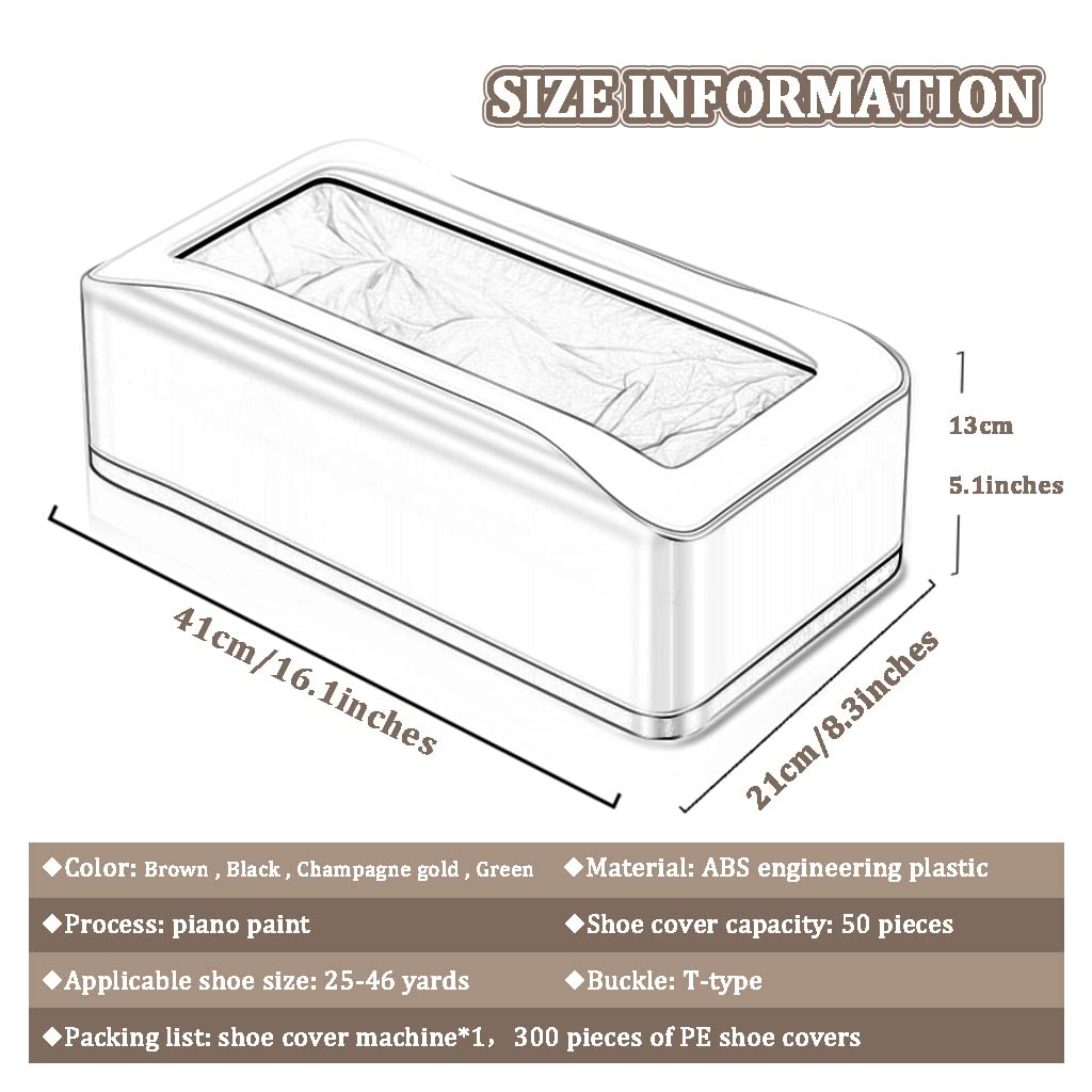 Lot de 300 distributeurs de couvre-chaussures pour intérieur - Pratique et antidérapant - Plastique ABS solide - Automatique - Vert - 41 x 21 x 13 cm