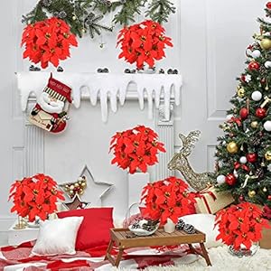 Christmasartificialpoinsettiaflowers6packsilkredpoinsettiaartificialbushesredchristmasflowers7headsvelvetpoinsettiafloralbouquetwithstemforpartyhomeholidaydecoration Urban Country Home Decor Christmas artificial poinsettia flowers 6pack silk red poinsettia artificial bushes red christmas flowers 7 heads velvet poinsettia floral bouquet with stem for party home holiday decoration urban country home decor