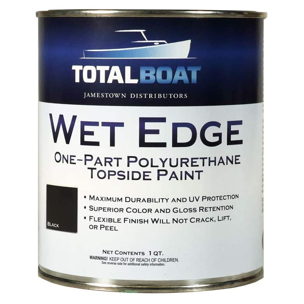 TotalBoat Wet Edge Topside Marine Paint Premium Polyurethane Coating for Boats, RVs, Exterior Trim, Fiberglass, Metal, and Wood (Flat Black, Quart)