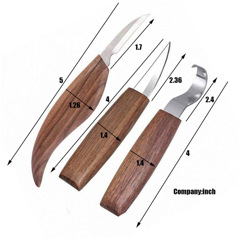 3/5Pcs Coltello da intaglio in legno di noce Scalpello per lavorazione del legno Cutter Set di utensili manuali Peeling intaglio del legno Cucchiaio scultoreo intaglio, 5PCS