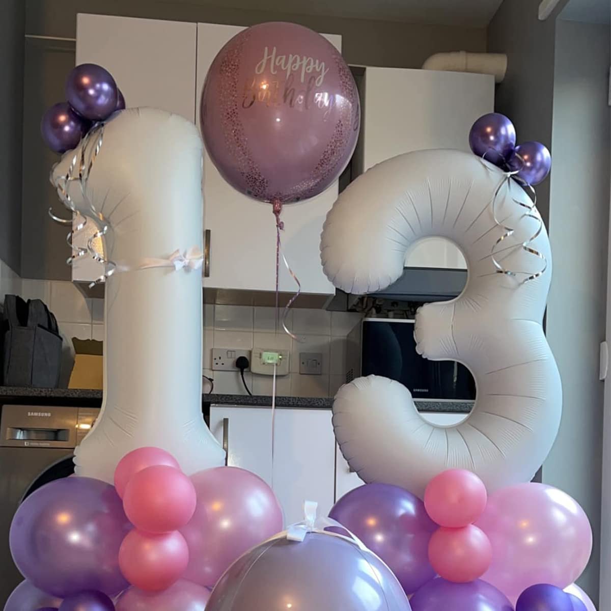 Red 0 balloon 40 Inch Giant Helium Foil Number 0 to 9 Red Balloon Birthday Wedding Party Digital Decorations (Number 0) — view 500