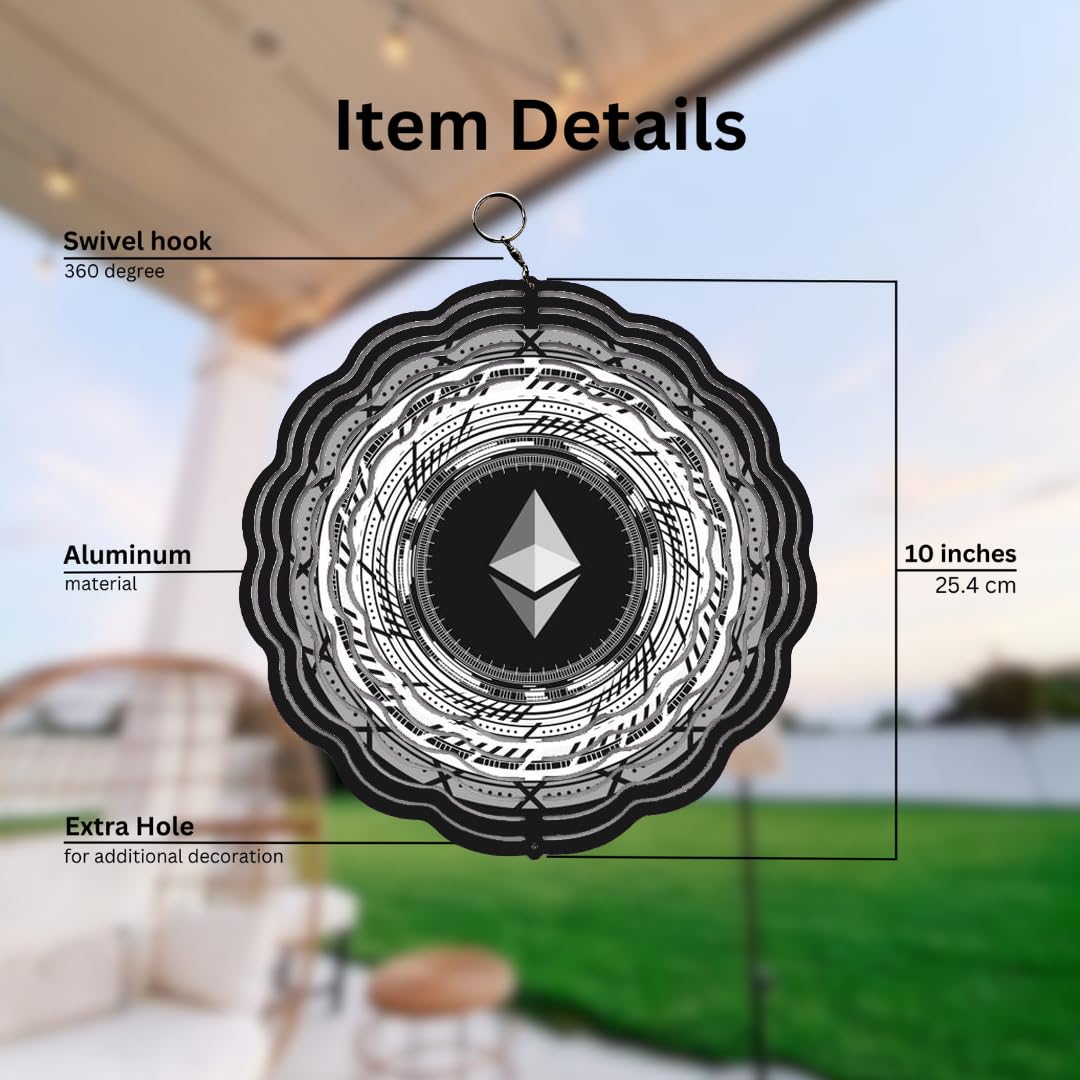 Amazon.com: Black and White Futuristic ETH Digital Currency Logo Design  Wind Spinner 10 inch for Garden Decor with Swivel Hook, Double Sided Circle  Hanging Wind Spinner Cryptocurrency Tree Hanger : Patio, Césped