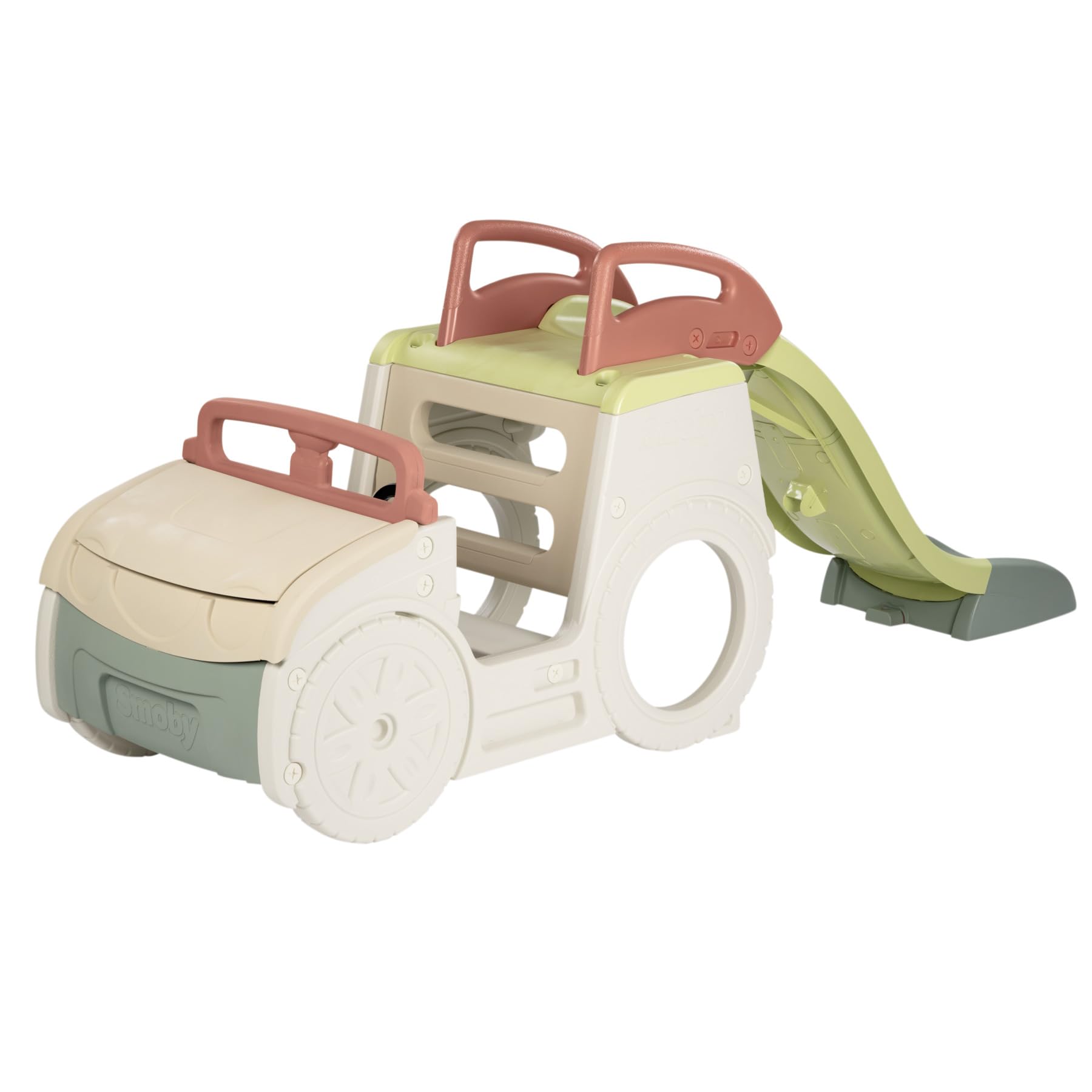 Smoby Life Coche Aventura Multiactividad – Estación de Conducción, Tobogán de 1,50 m, Caja de Arena con Tapa, Plástico Reciclado, para Niños a Partir de 18 Meses (7600840207)