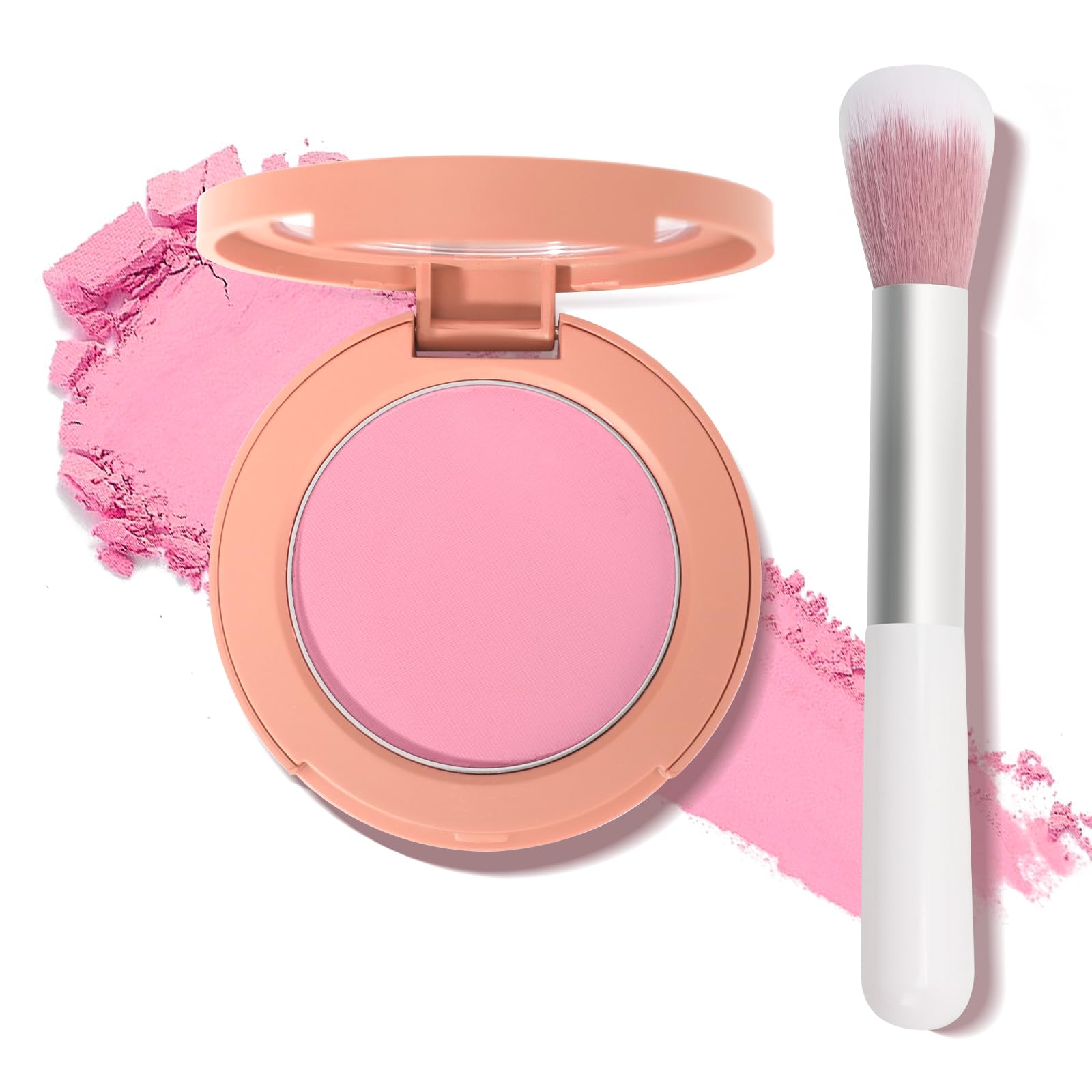 Pink Powder Blush for Cheeks with Brush, 06# 06# Pink